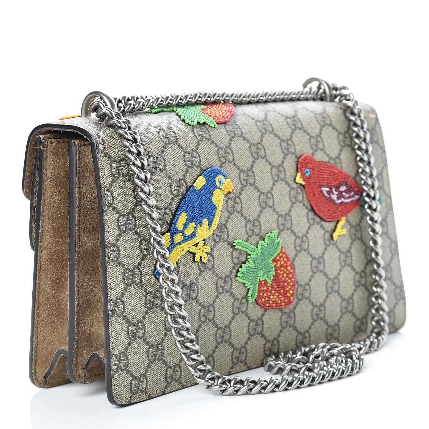 GG Supreme Monogram Beaded Small Dionysus Shoulder Bag Taupe