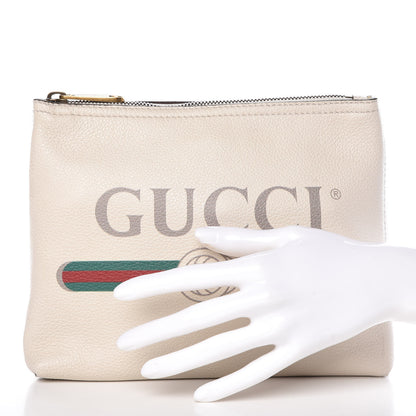 Gucci Pebbled Calfskin Medium Logo Portfolio Clutch White 2 of 11