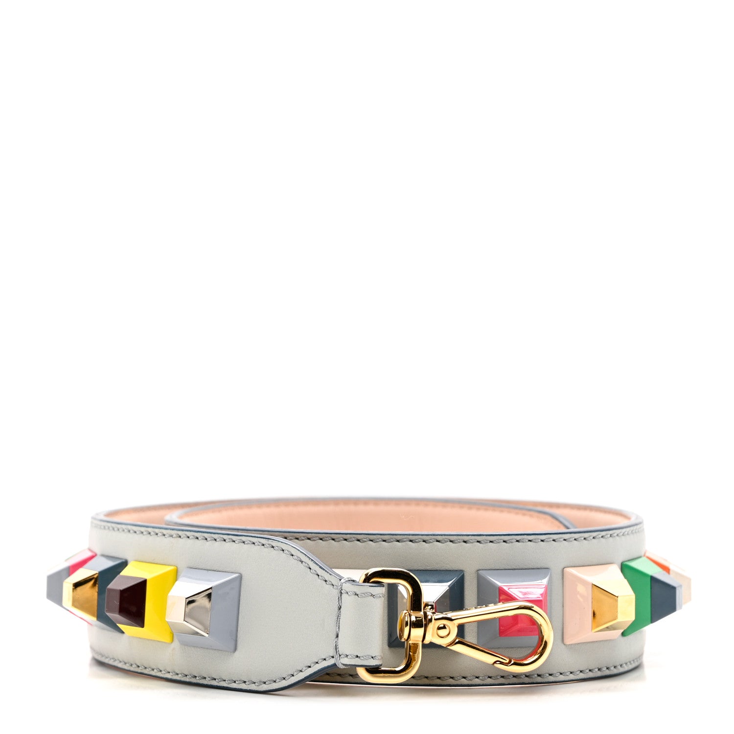 Fendi Vitello Dolce Plexiglass Bi-Color Studded Strap You Grigio Perla Plaster Multicolor 1 of 4