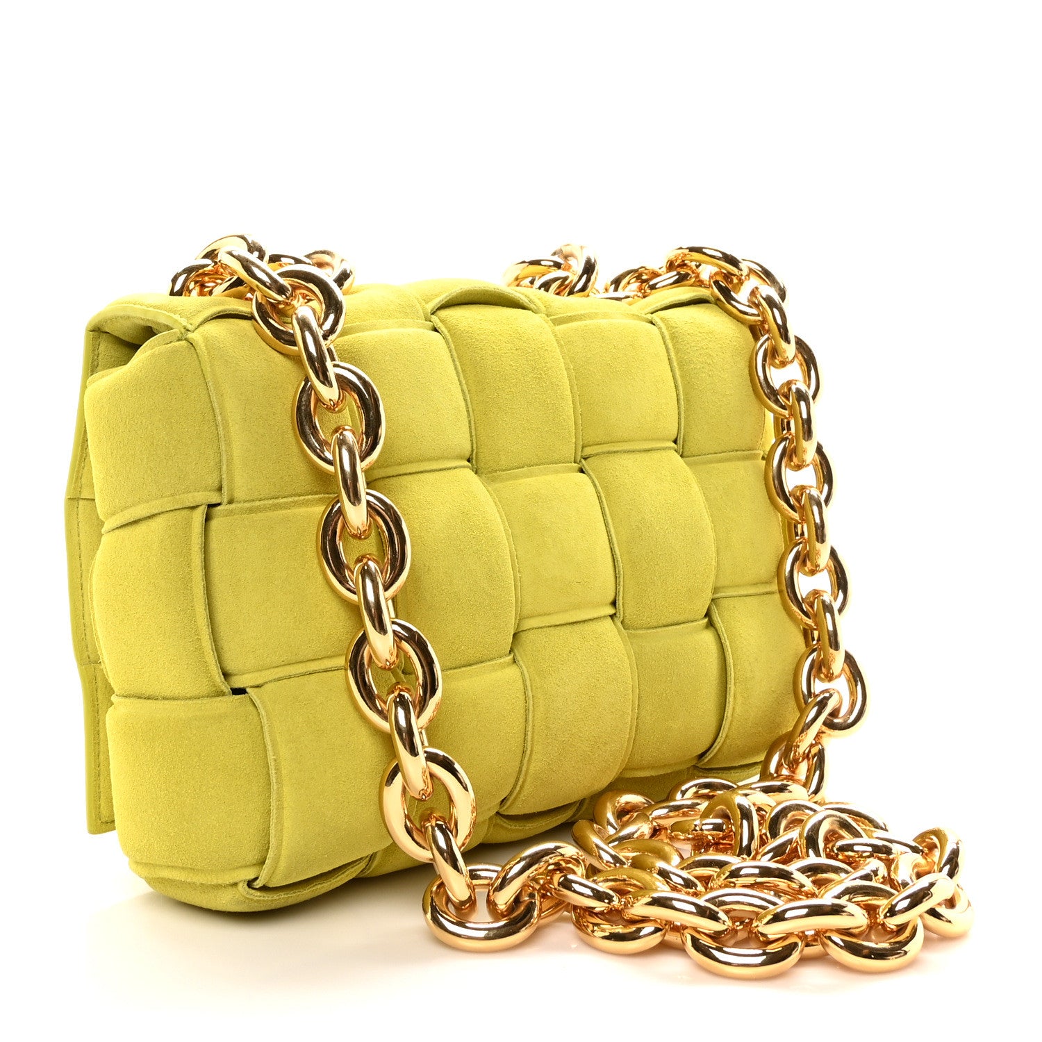 Bottega Veneta Suede Maxi Intrecciato Padded Chain Cassette Crossbody Bag Kiwi 3 of 9