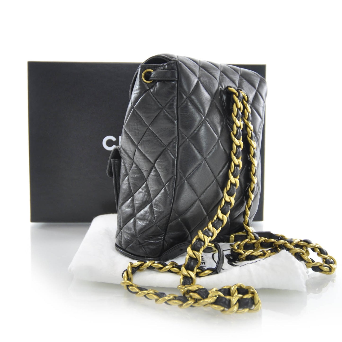 Lambskin Quilted Backpack Black