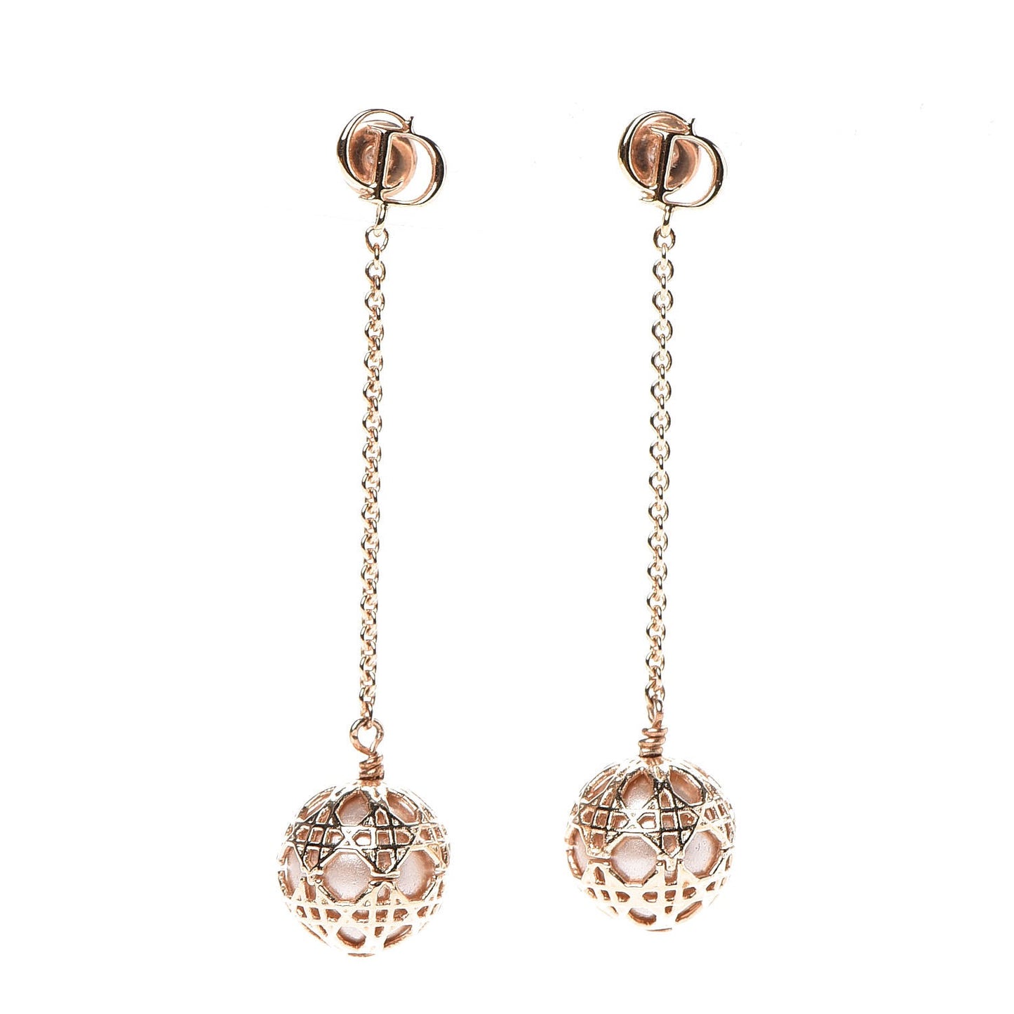 Pearl Secret Cannage Mise En Dior Tribales Dangle Earrings Rose Gold