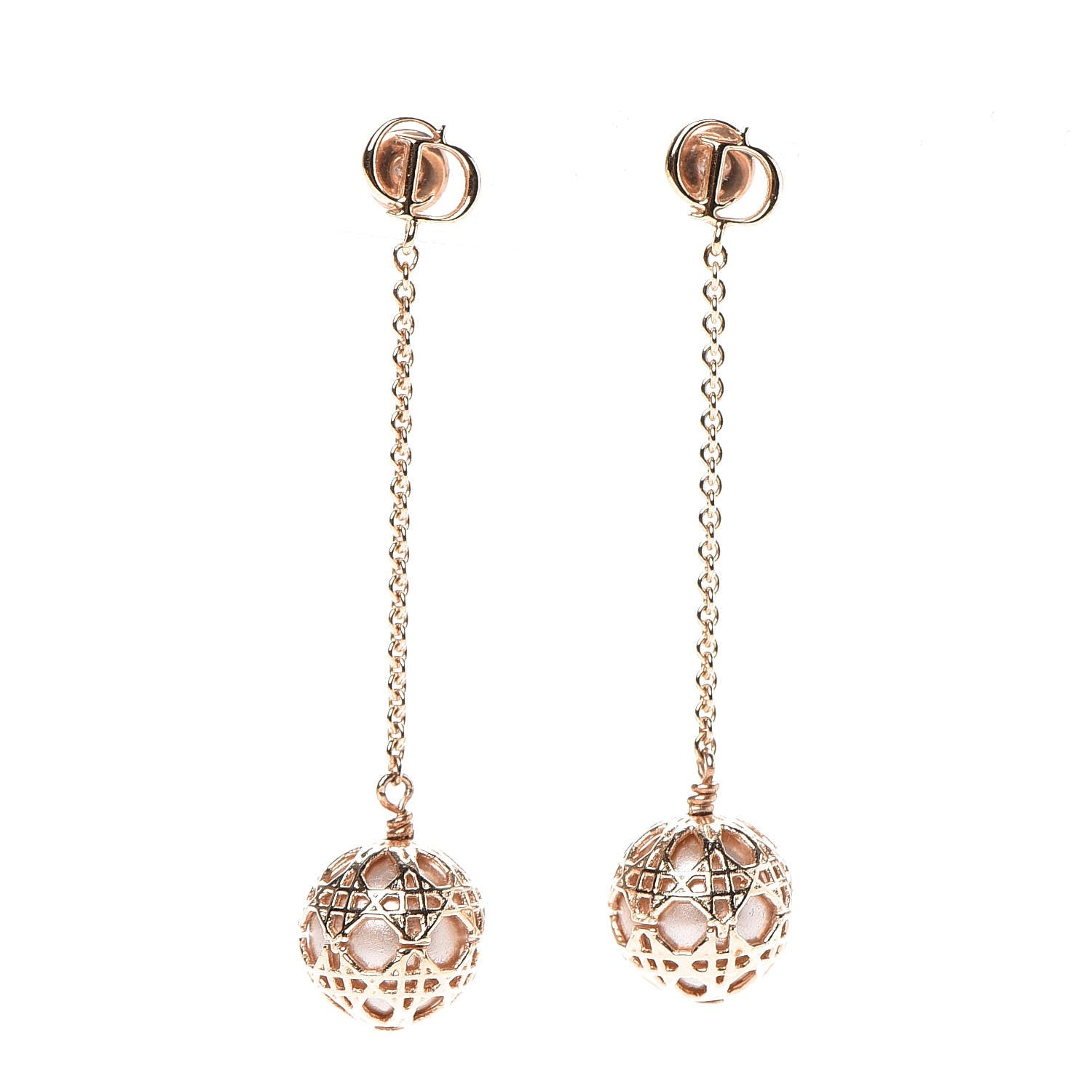Christian Dior Pearl Secret Cannage Mise En Dior Tribales Dangle Earrings Rose Gold 1 of 3