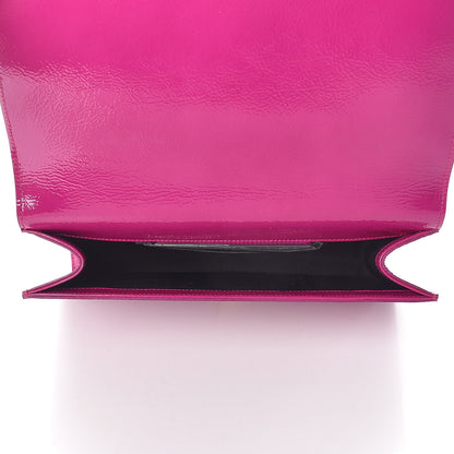 Saint Laurent Textured Patent Classic Monogram Kate Clutch Electric Pink 5 of 6