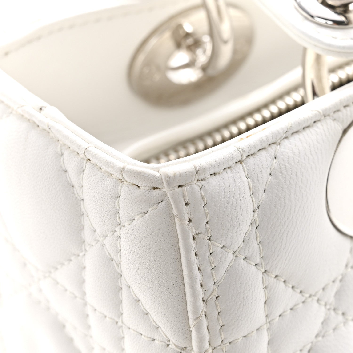 Christian Dior Lambskin Cannage Medium Lady Dior White 15 of 17