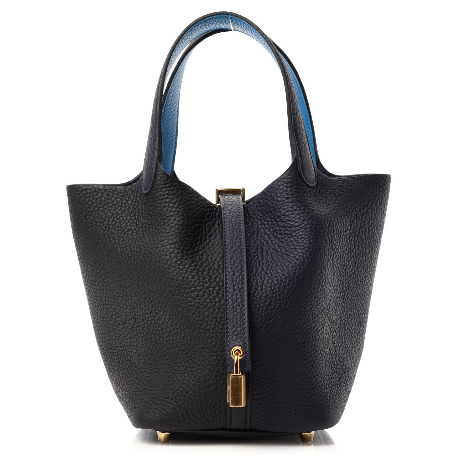 Hermes Taurillon Clemence Casaque Picotin Lock 18 PM Bleu Nuit Black Blue Frida 1 of 11