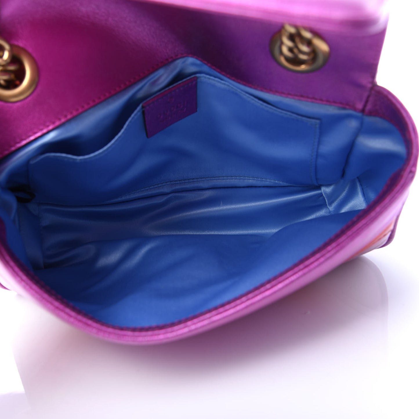 Metallic Calfskin Matelasse Mini GG Marmont Shoulder Bag Fuchsia