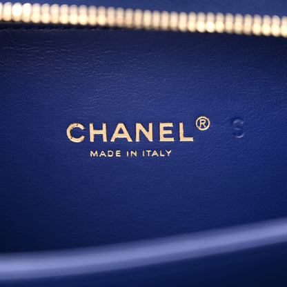 Chanel Jersey Quilted Small CC Filigree Vanity Case Blue Green 6 of 10