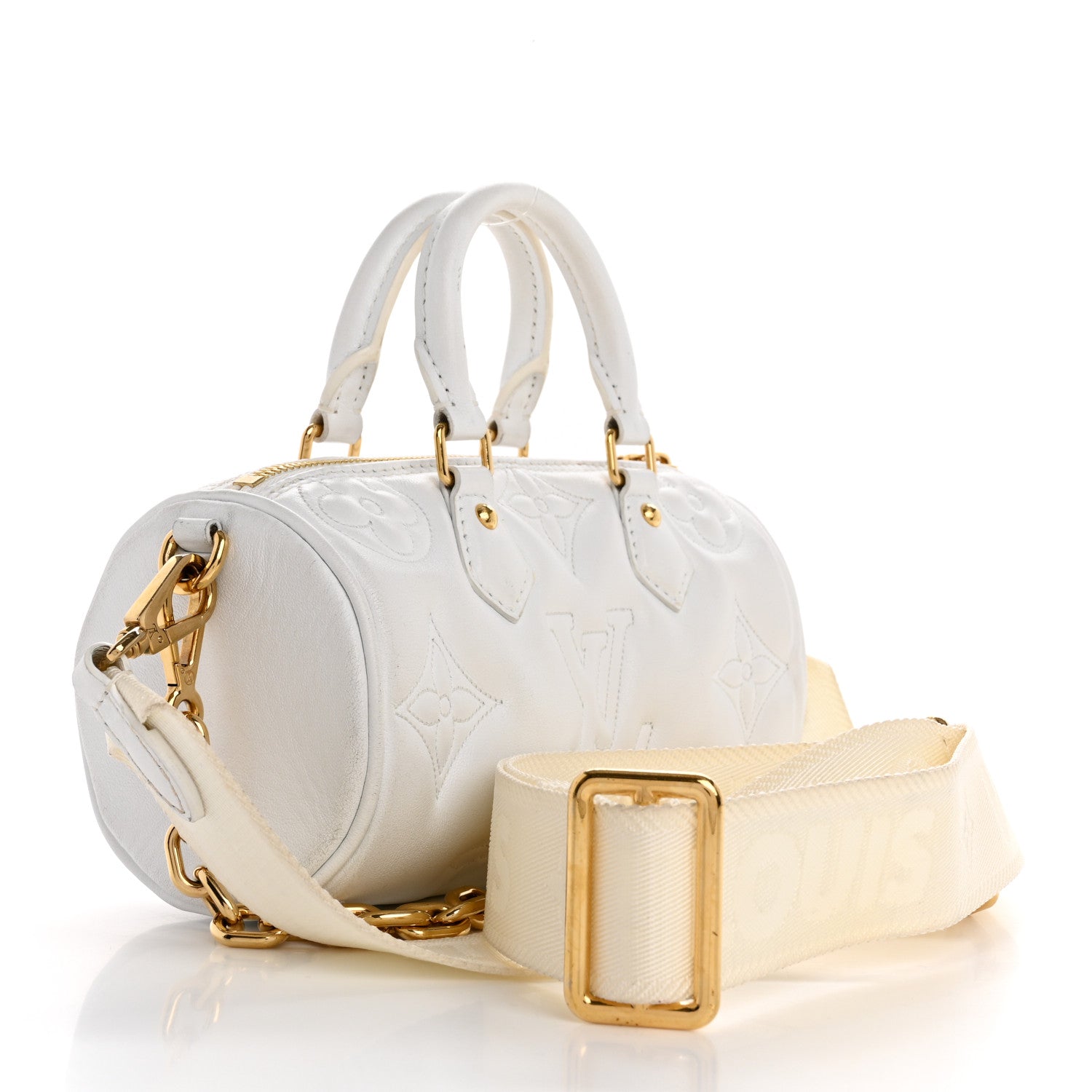 Louis Vuitton Calfskin Bubblegram Papillon BB Snow White 3 of 15