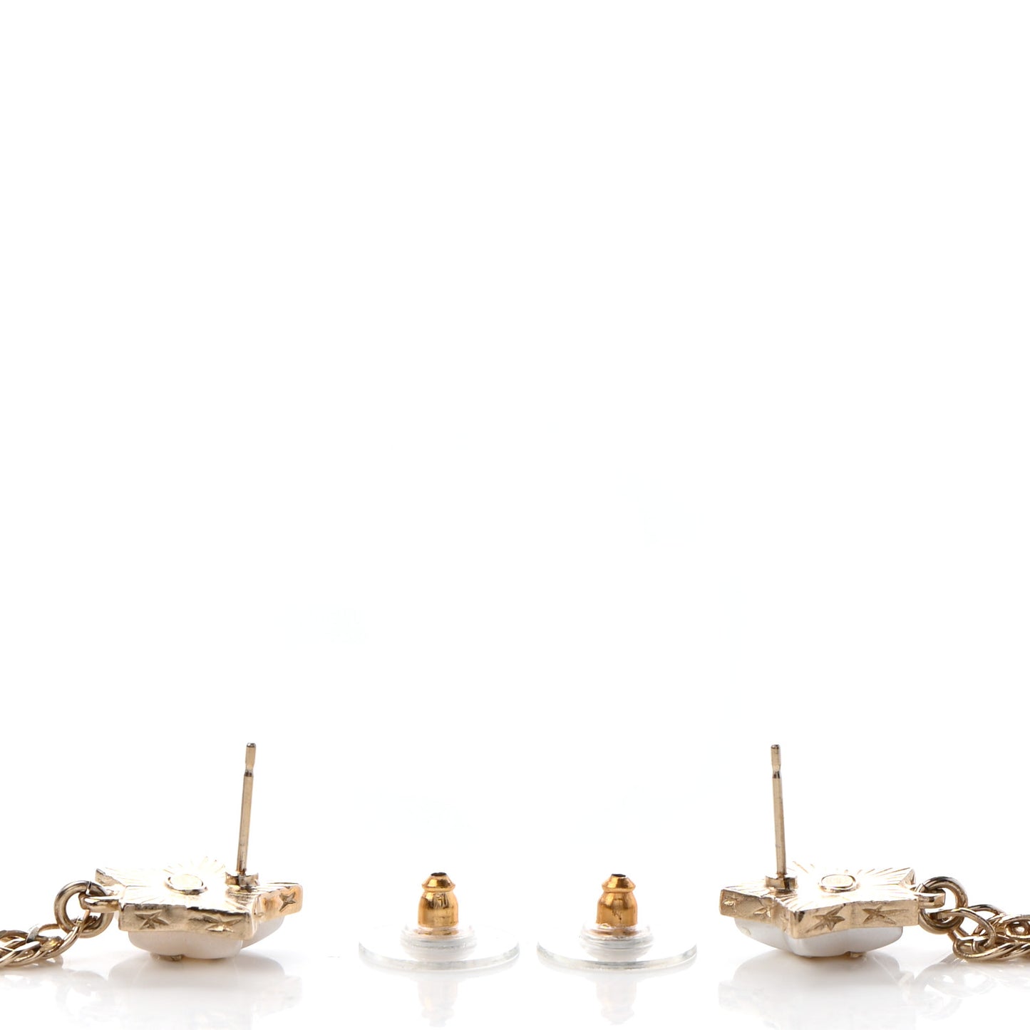 Crystal Pearl Resin CC Star Dangle Earrings Gold