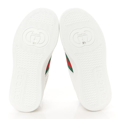 Gucci Calfskin Web Perforated Womens Platform 55mm Sneakers 36.5 White Bright Splash 6 of 11