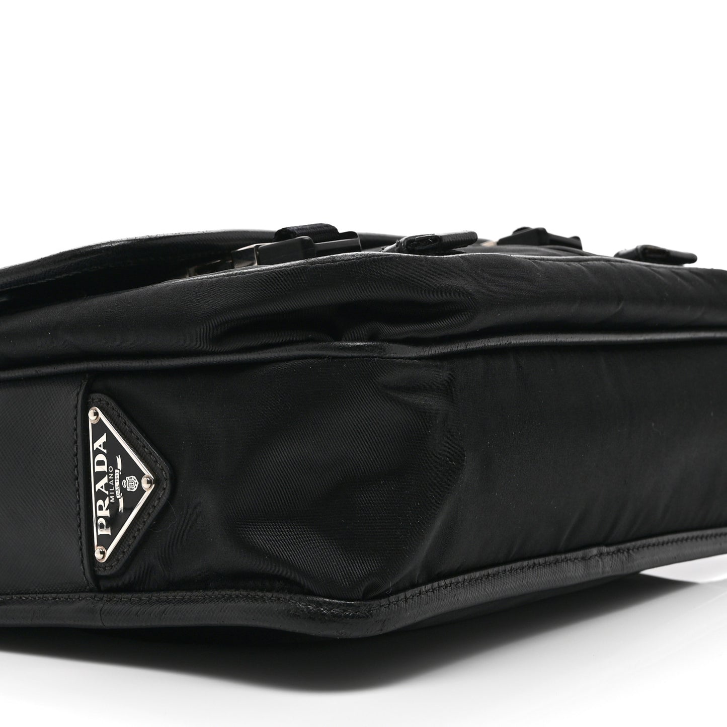 Tessuto Nylon Saffiano Logo Messenger Bag Black