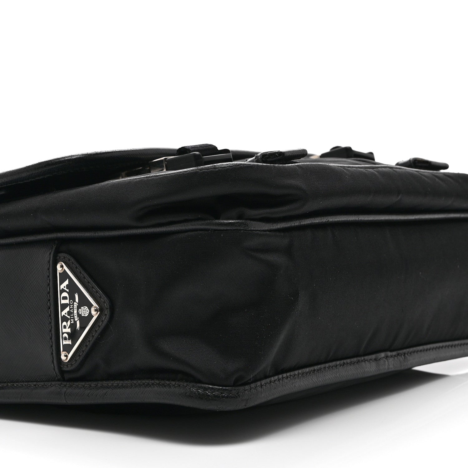 Prada Tessuto Nylon Saffiano Logo Messenger Bag Black 9 of 10
