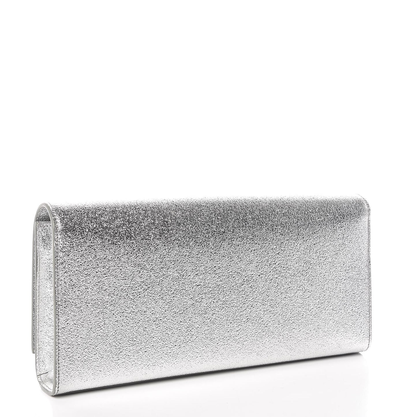 Textured Metallic Calfskin Classic Monogram Cassandre Clutch Silver