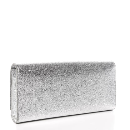 Saint Laurent Textured Metallic Calfskin Classic Monogram Cassandre Clutch Silver 3 of 9