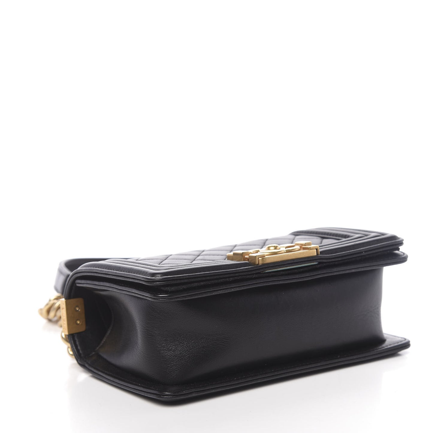 Lambskin Quilted Small Boy Flap Black