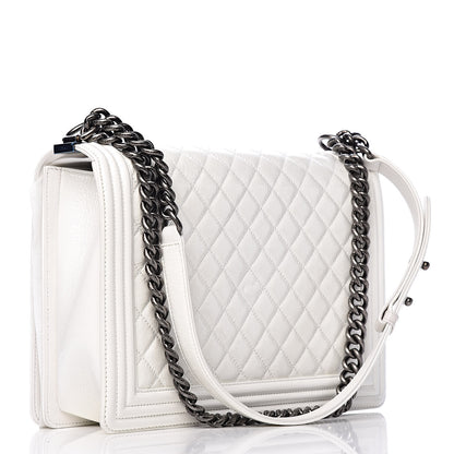 Chanel Patent Quilted Large Boy Flap White 2 of 9