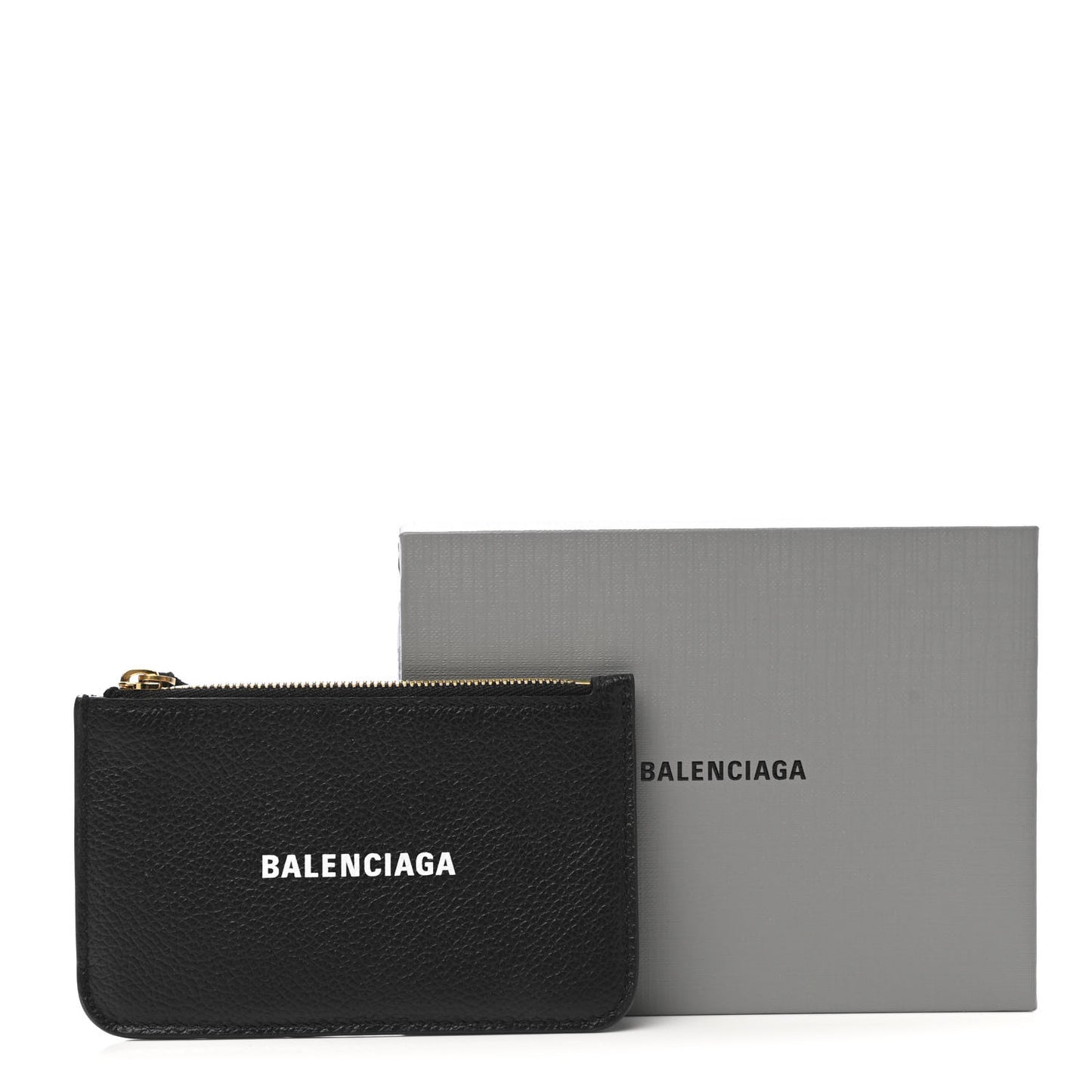 Grained Calfskin Logo Large Cash Long Coin Card Holder Black White