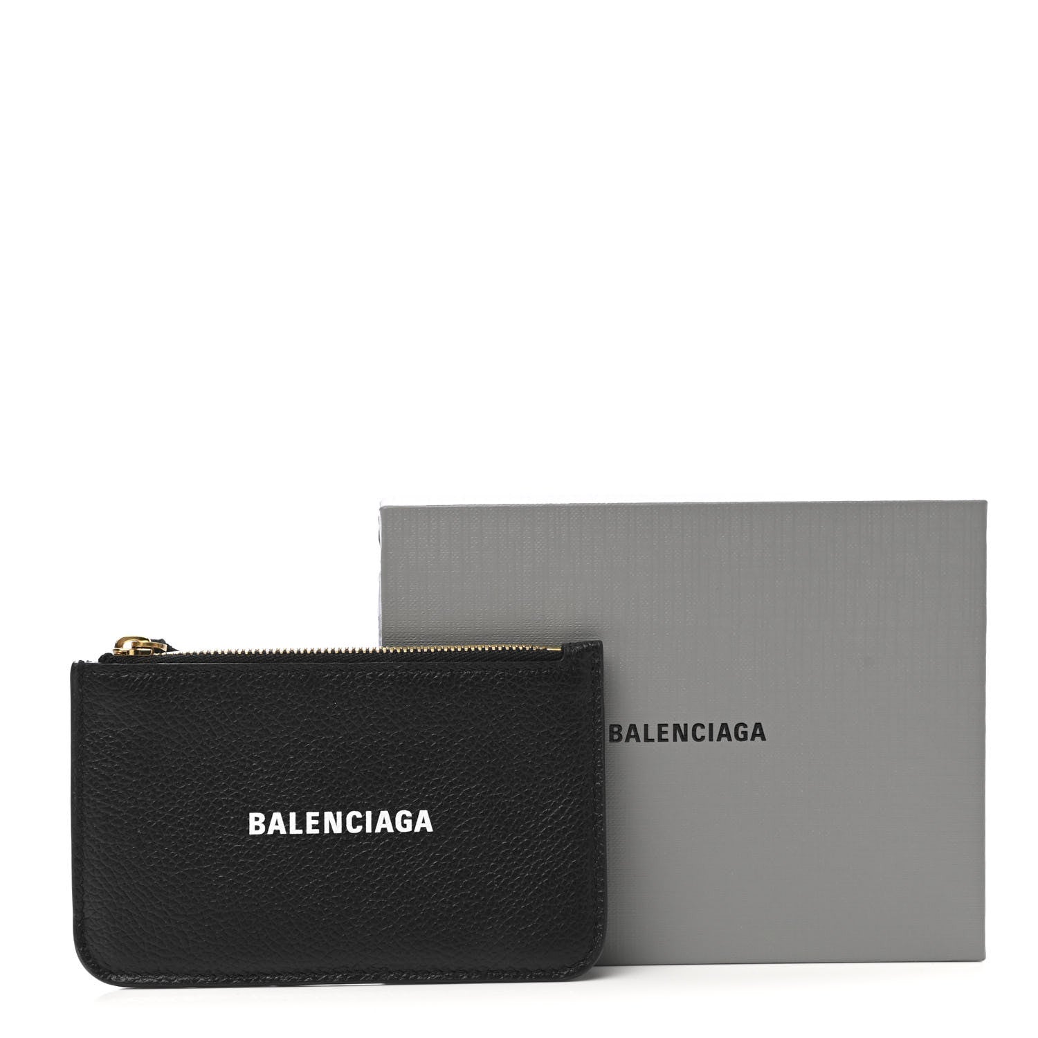 Balenciaga Grained Calfskin Logo Large Cash Long Coin Card Holder Black White 8 of 8