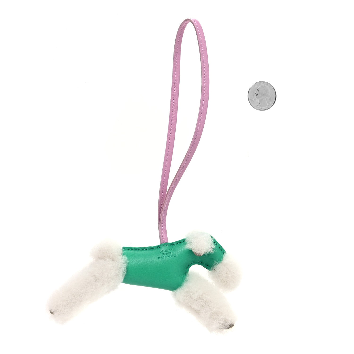 Hermes Milo Lambskin Shearling Budy Charm Menthe Mauve Sylvestre 2 of 4