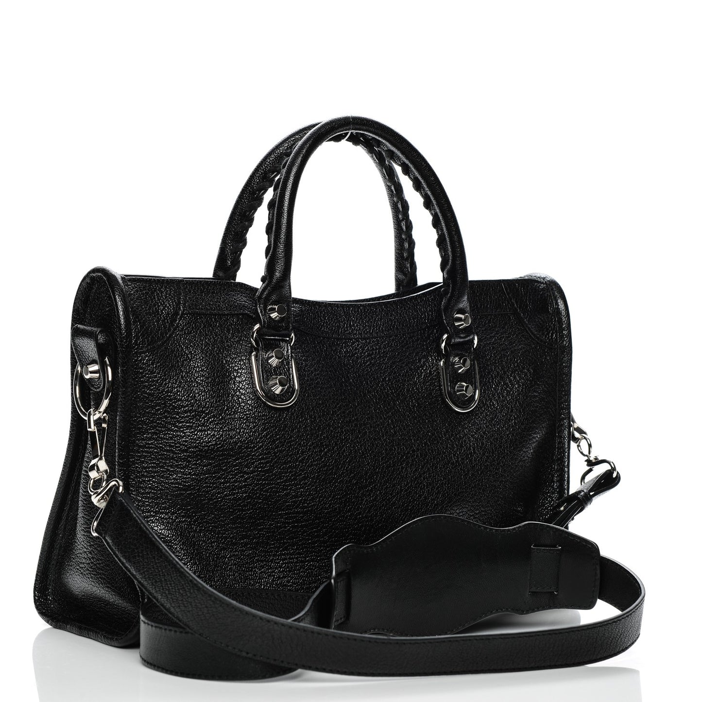 Chevre Silver Metallic Edge Hardware S City Black