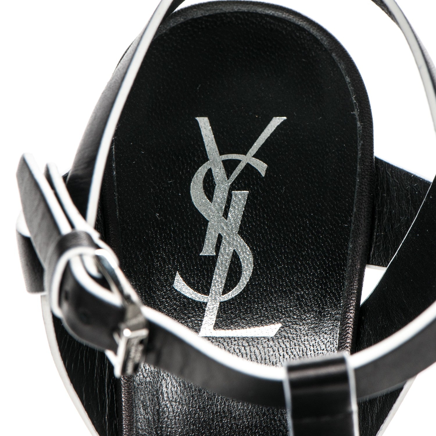 Saint Laurent Calfskin Tribute 105 Platform Sandals 37 Black White 7 of 7
