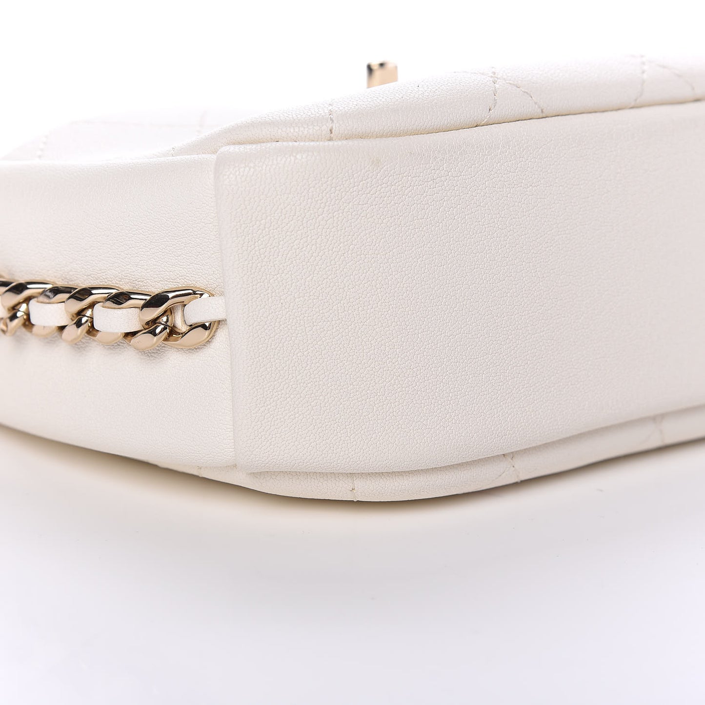 Goatskin Quilted Small Casual Trip Camera Case White
