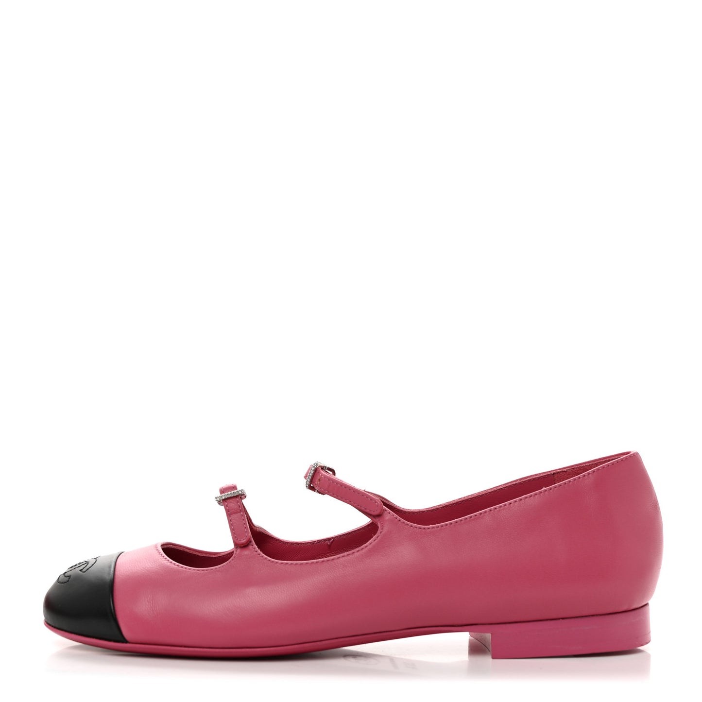Lambskin Mary Jane Flats 36.5 Pink Black