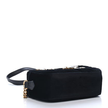 Gucci Velvet Matelasse Marquise Crystals Mini GG Marmont Chain Shoulder Bag Black 4 of 10