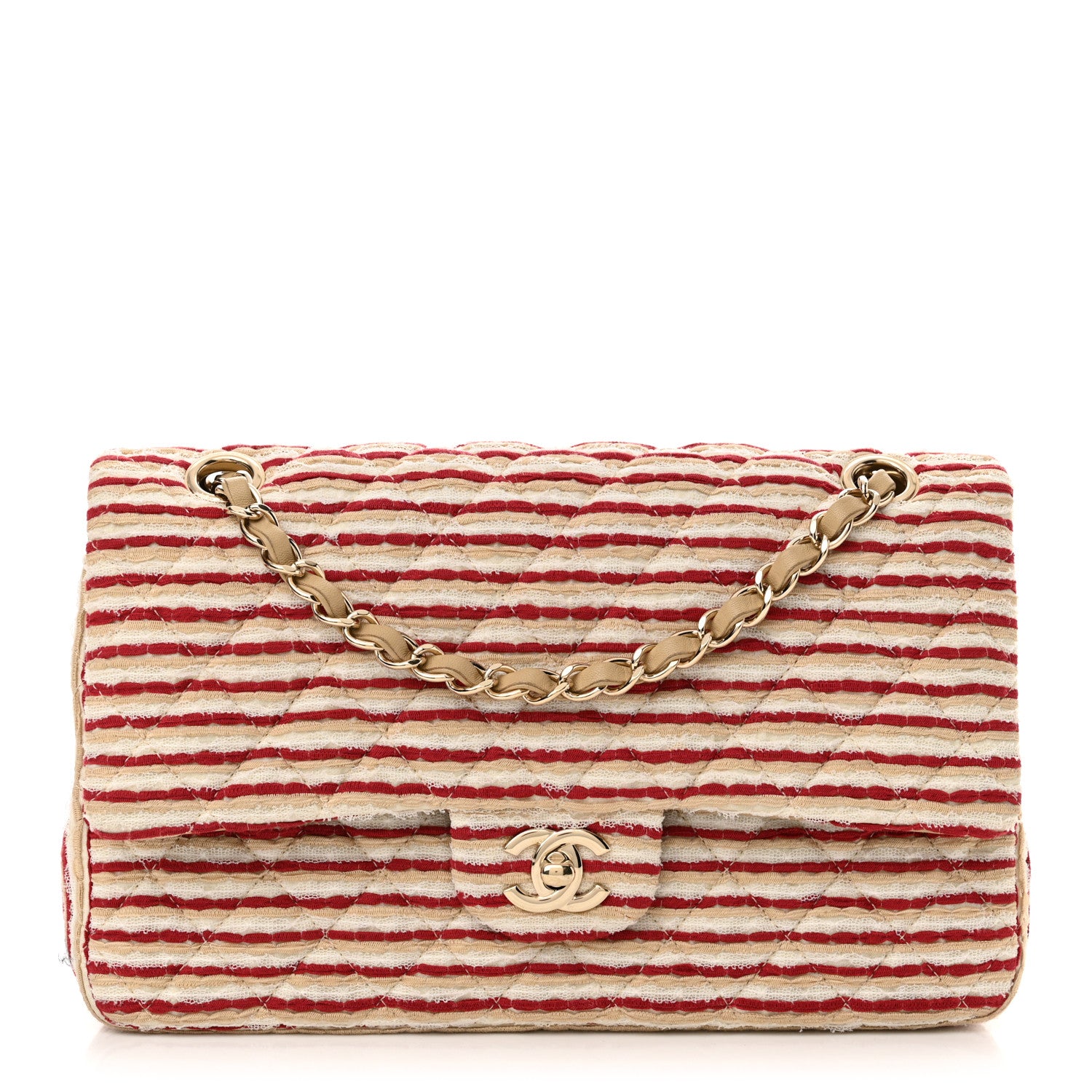 Chanel Jersey Quilted Medium Coco Sailor Flap Red White 1 of 14
