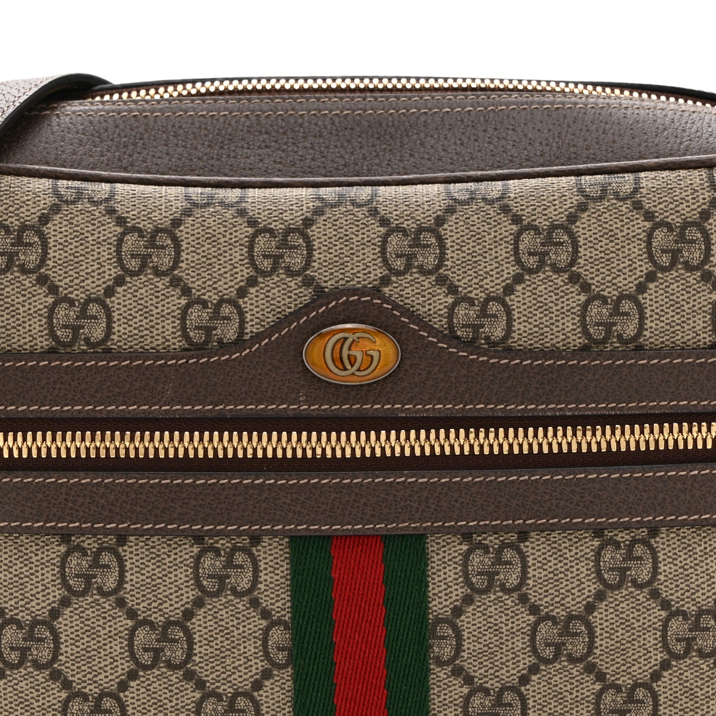 GG Supreme Monogram Web Small Ophidia Shoulder Bag Brown