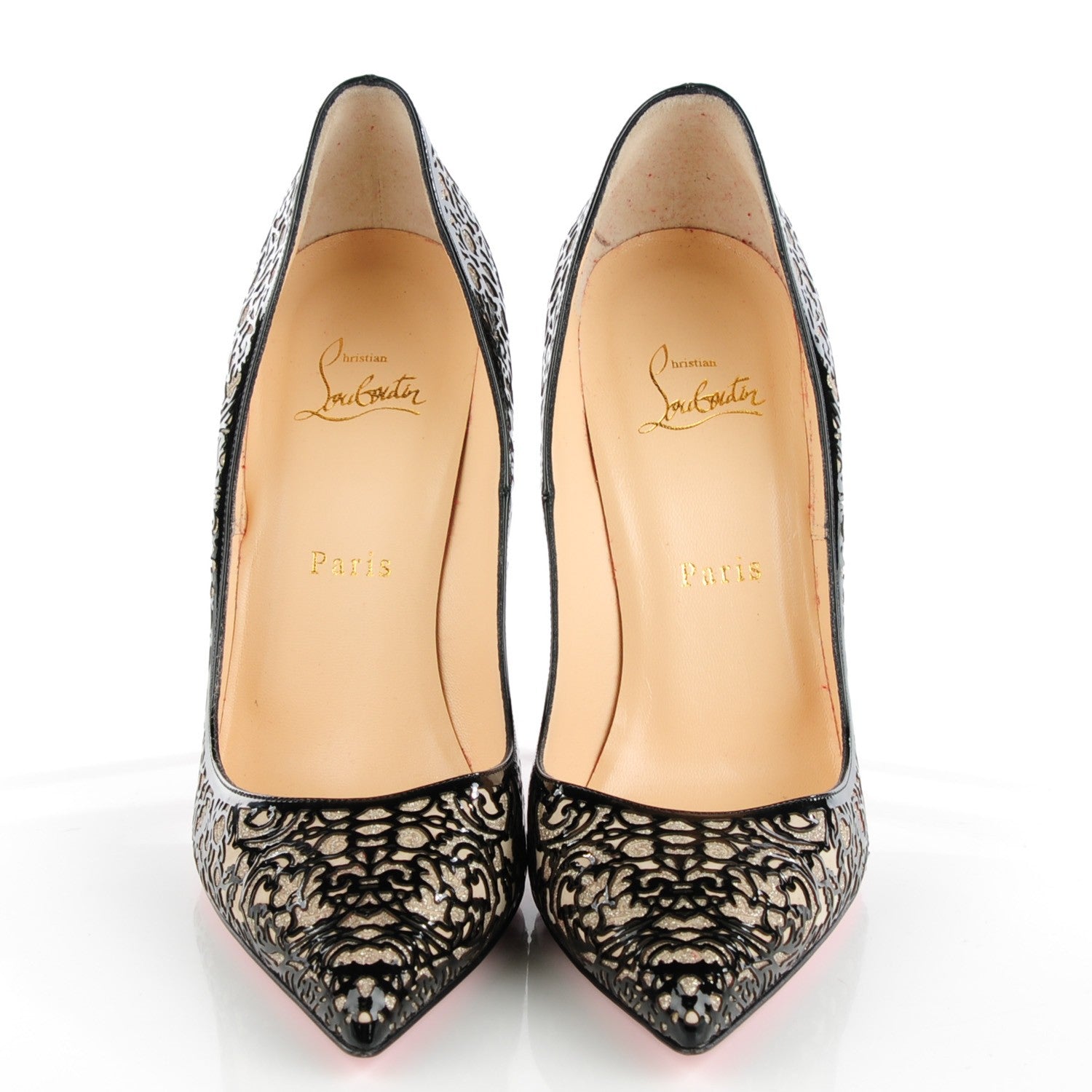 Christian Louboutin Patent Lace Glitter So Pretty 120 Pumps 40 Black 2 of 8