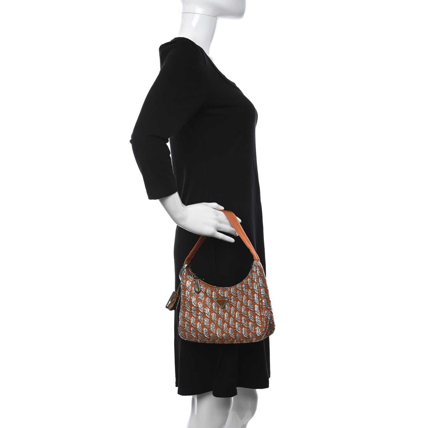 Prada Broccato Mini Re-Edition 2000 Bag Arancio Twist 2 of 12