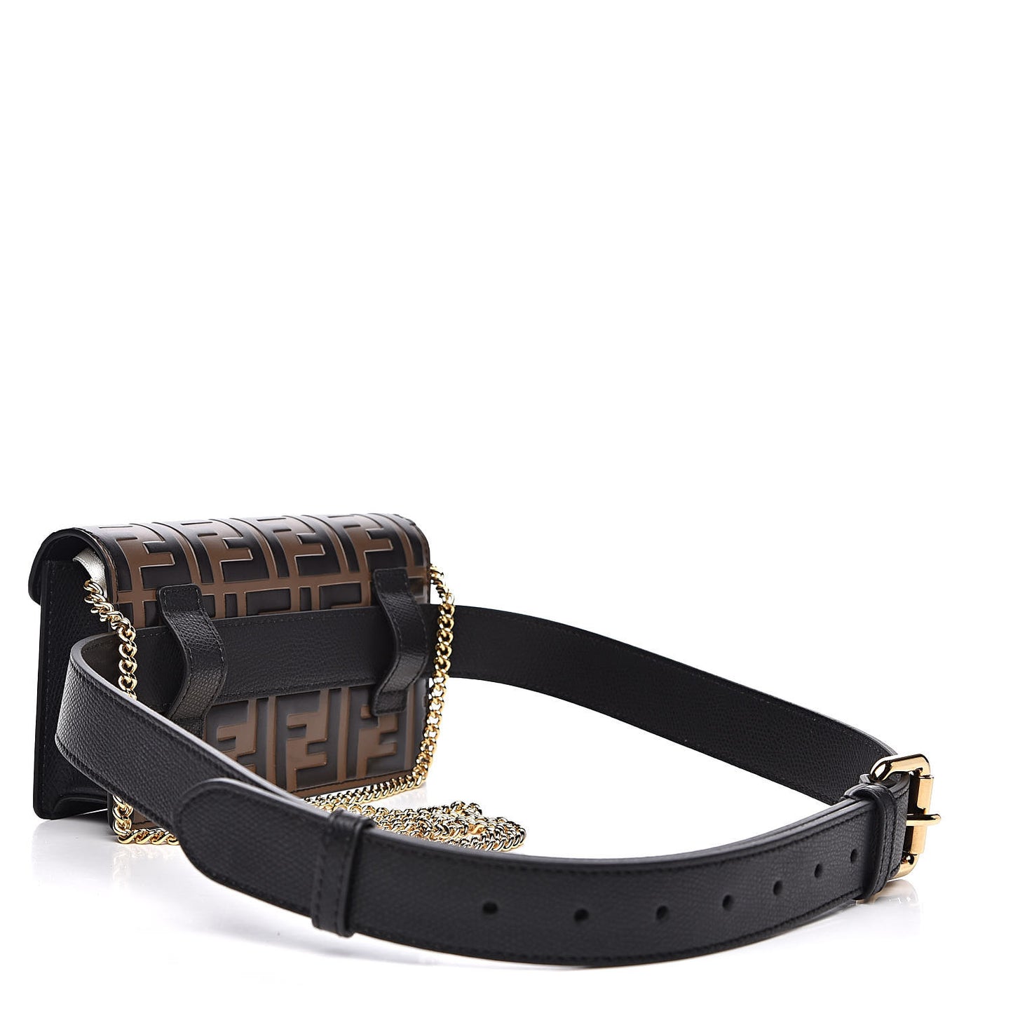Vitello Cruise F is Fendi Bi-Color FF 1974 Embossed Envelope Belt Bag Maya Black
