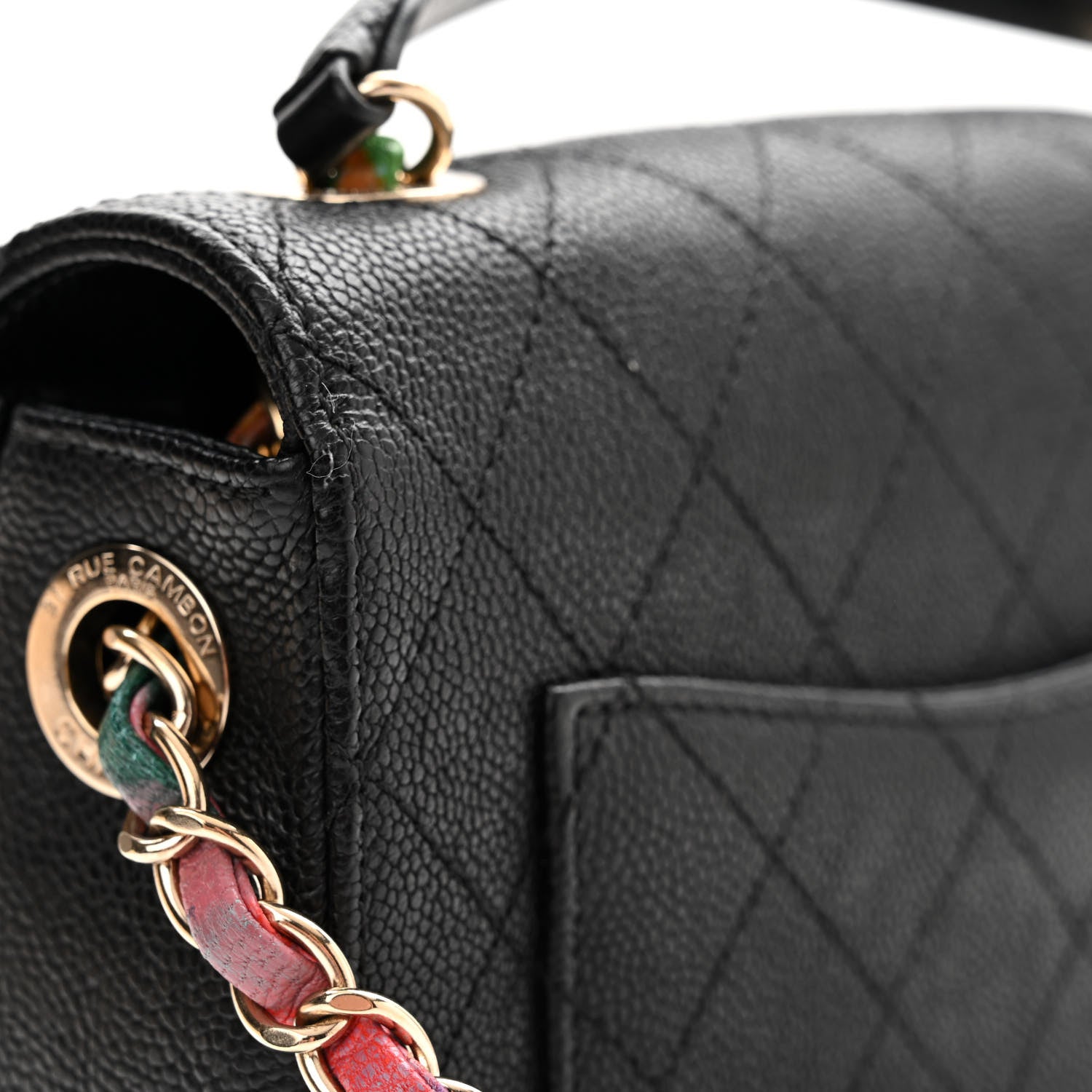 Chanel Grained Calfskin Quilted Small Cuba Top Handle Flap Black 11 of 12