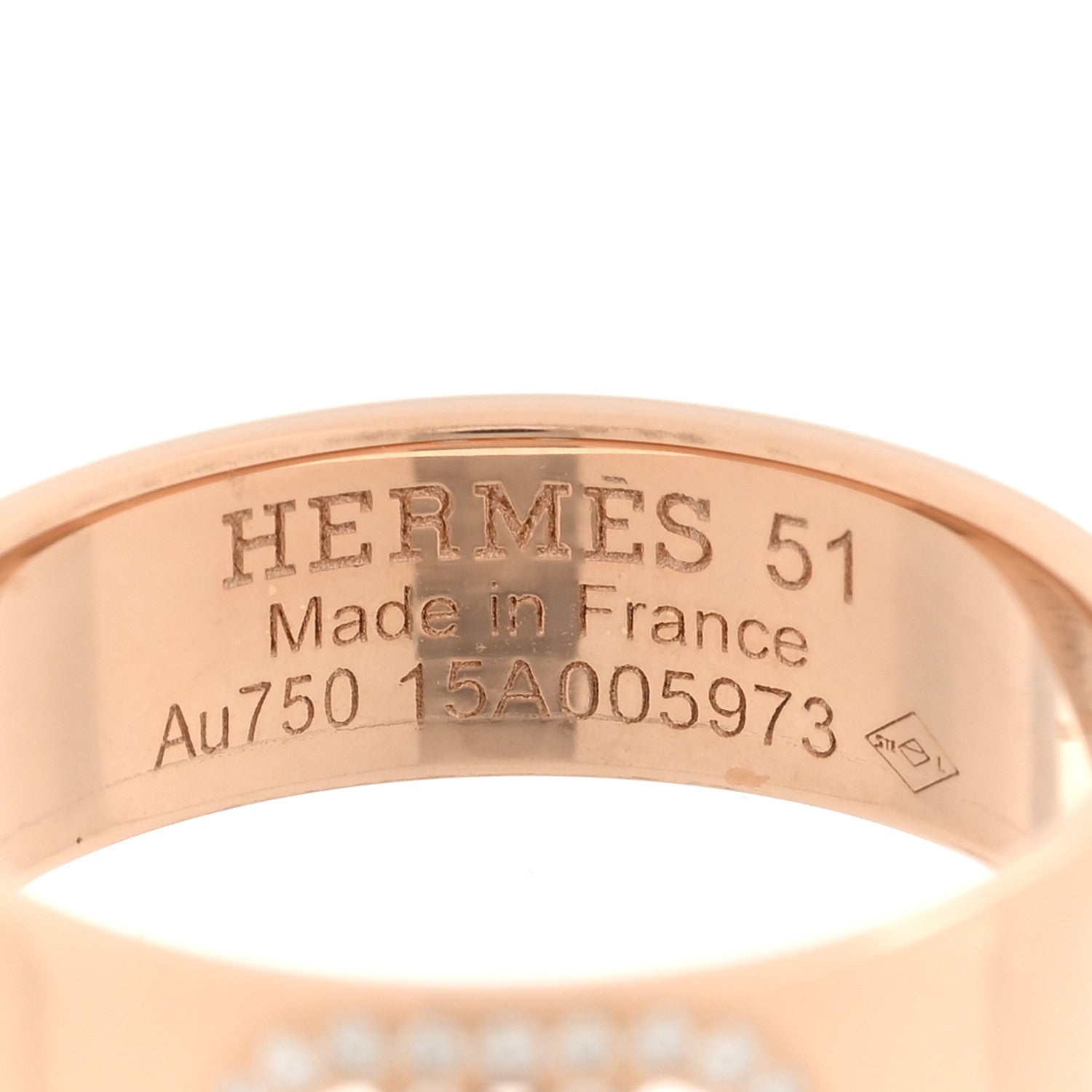 Hermes 18K Rose Gold Diamond PM H D'Ancre Ring 51 5.75 4 of 5