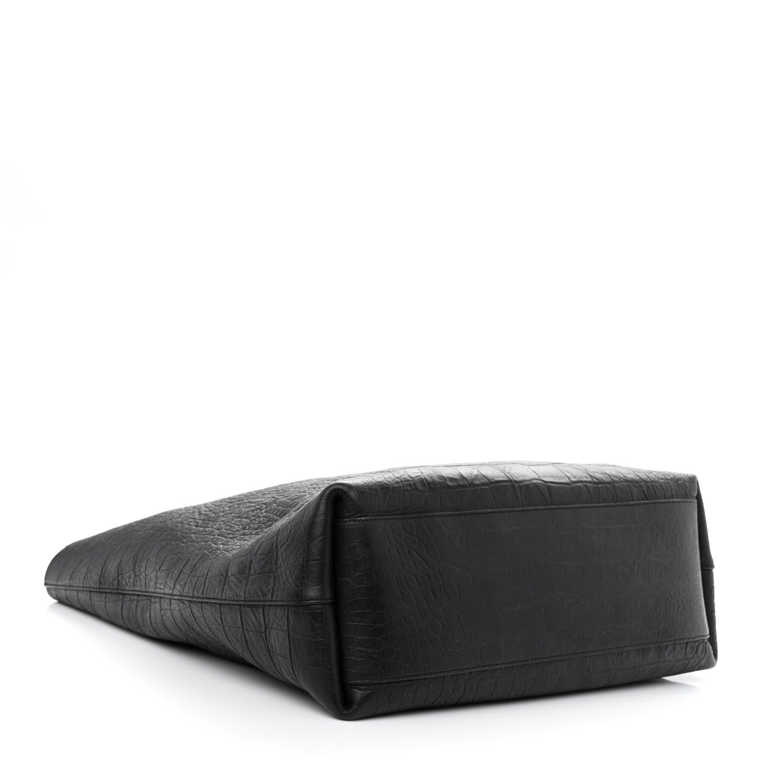Saint Laurent Calfskin Crocodile Embossed Bold Shopper Tote Black 5 of 14
