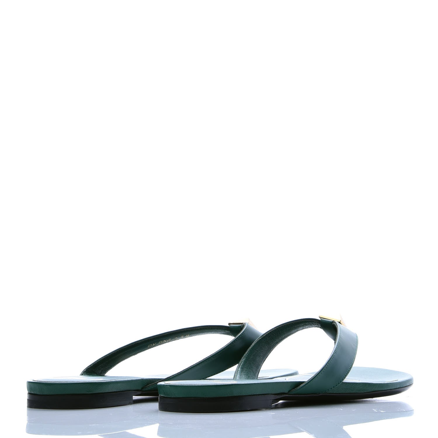 Valentino Garavani Calfskin Rockstud Thong Sandals 38 Green 4 of 10