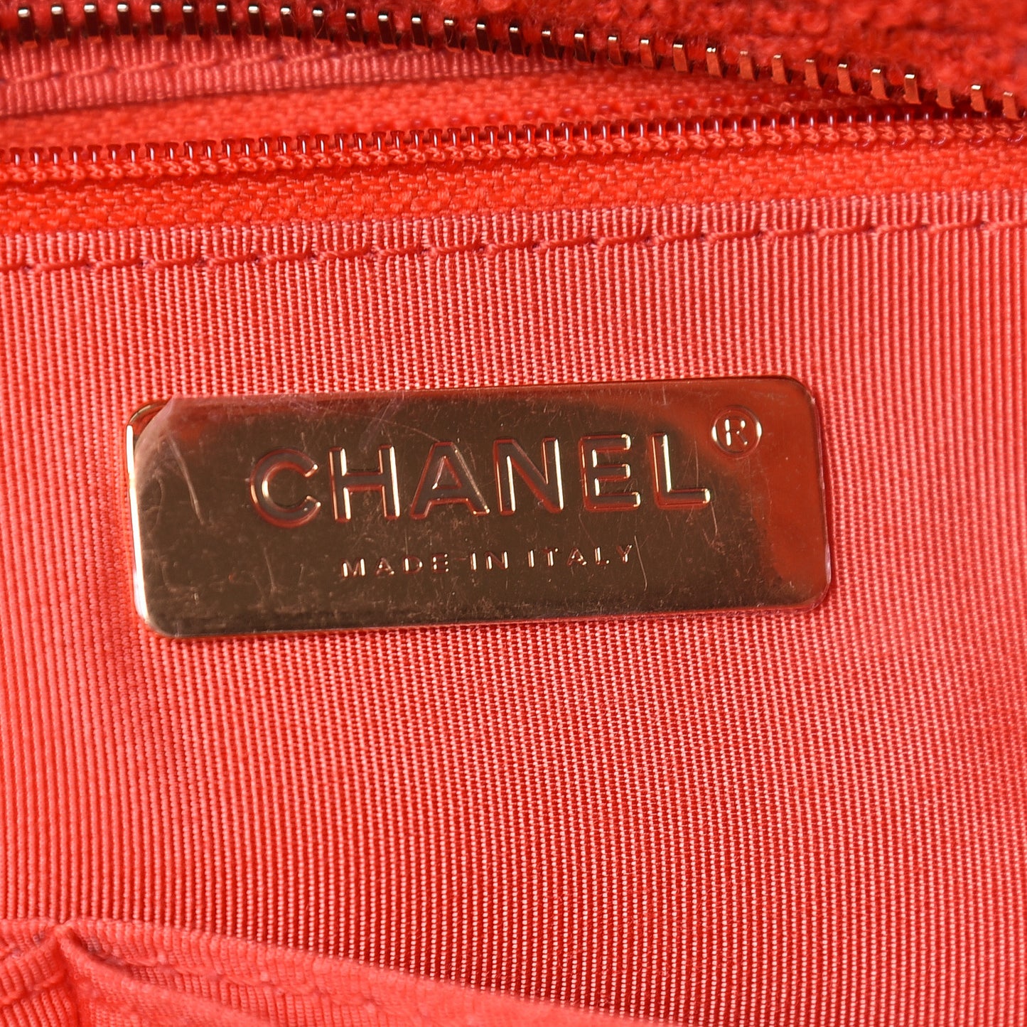 Wool Tweed Large Zipped Shopping Tote Red