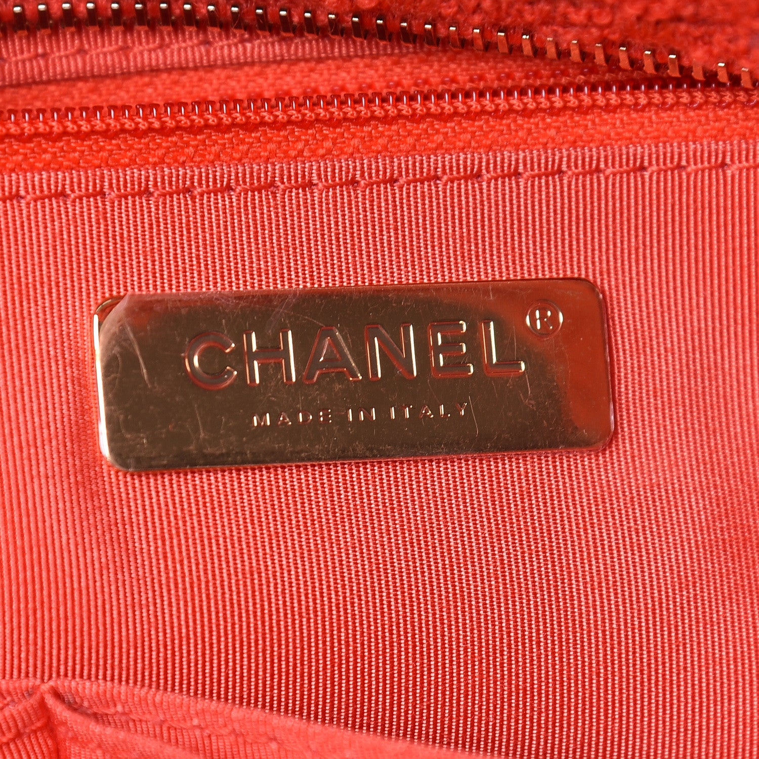 Chanel Wool Tweed Large Zipped Shopping Tote Red 6 of 10