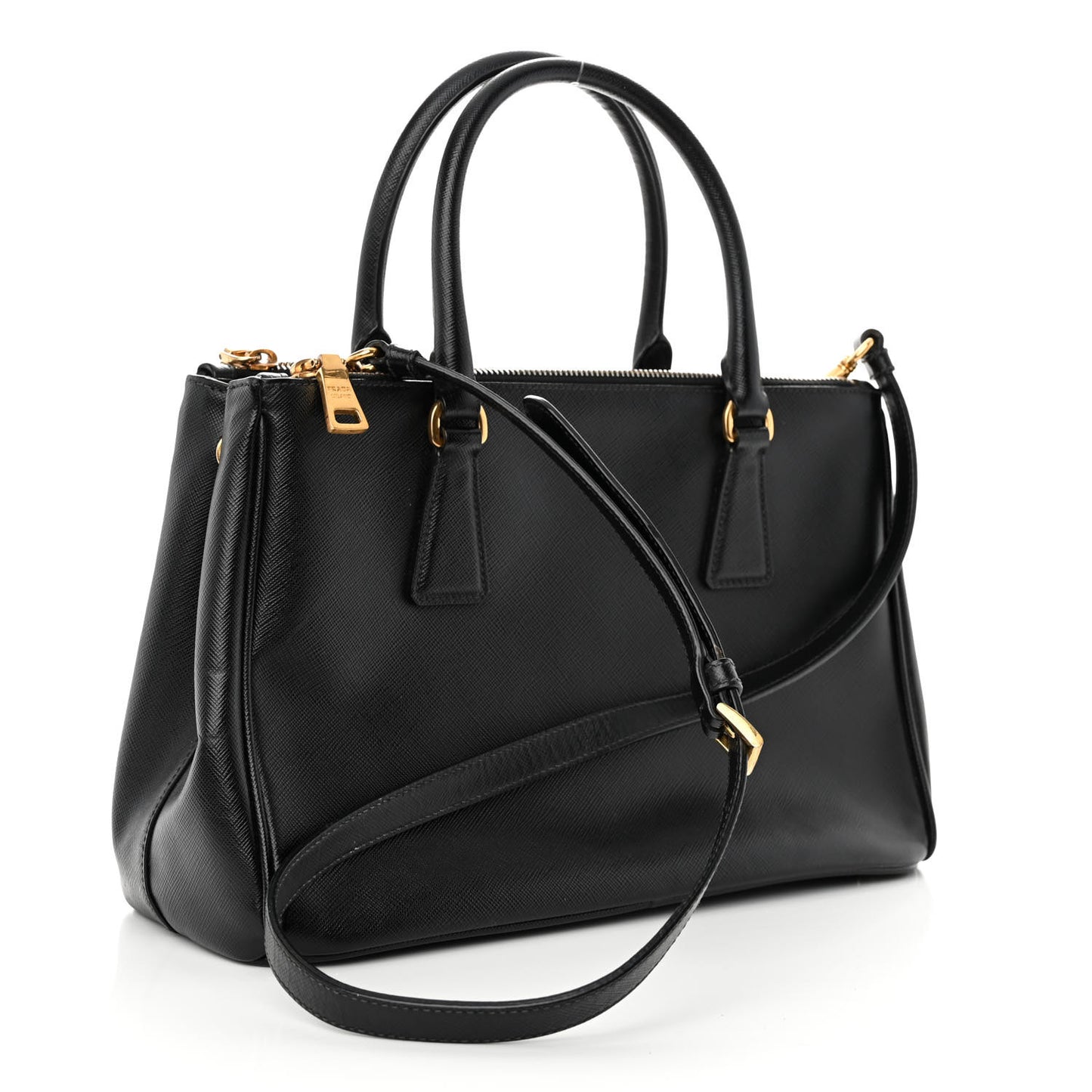 Saffiano Medium Galleria Double Zip Tote Black