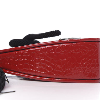 Saint Laurent Patent Crocodile Embossed Sac Coeur Heart Shaped Clutch Red 7 of 8