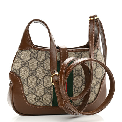 Gucci GG Supreme Monogram Azalea Calfskin Web Mini Jackie 1961 Hobo Beige Ebony Brown Sugar 3 of 10