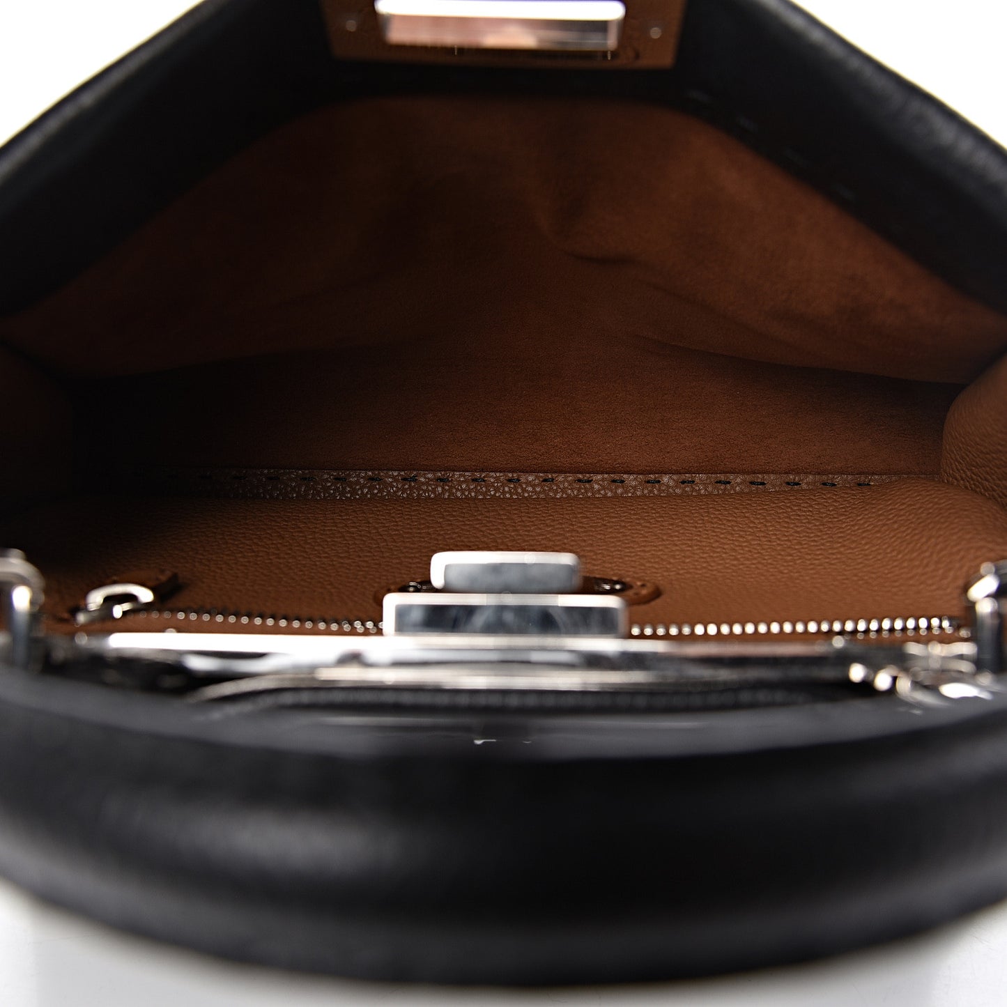Cuoio Romano Selleria Bi-Color Medium Peekaboo Iconic Satchel Black Mou