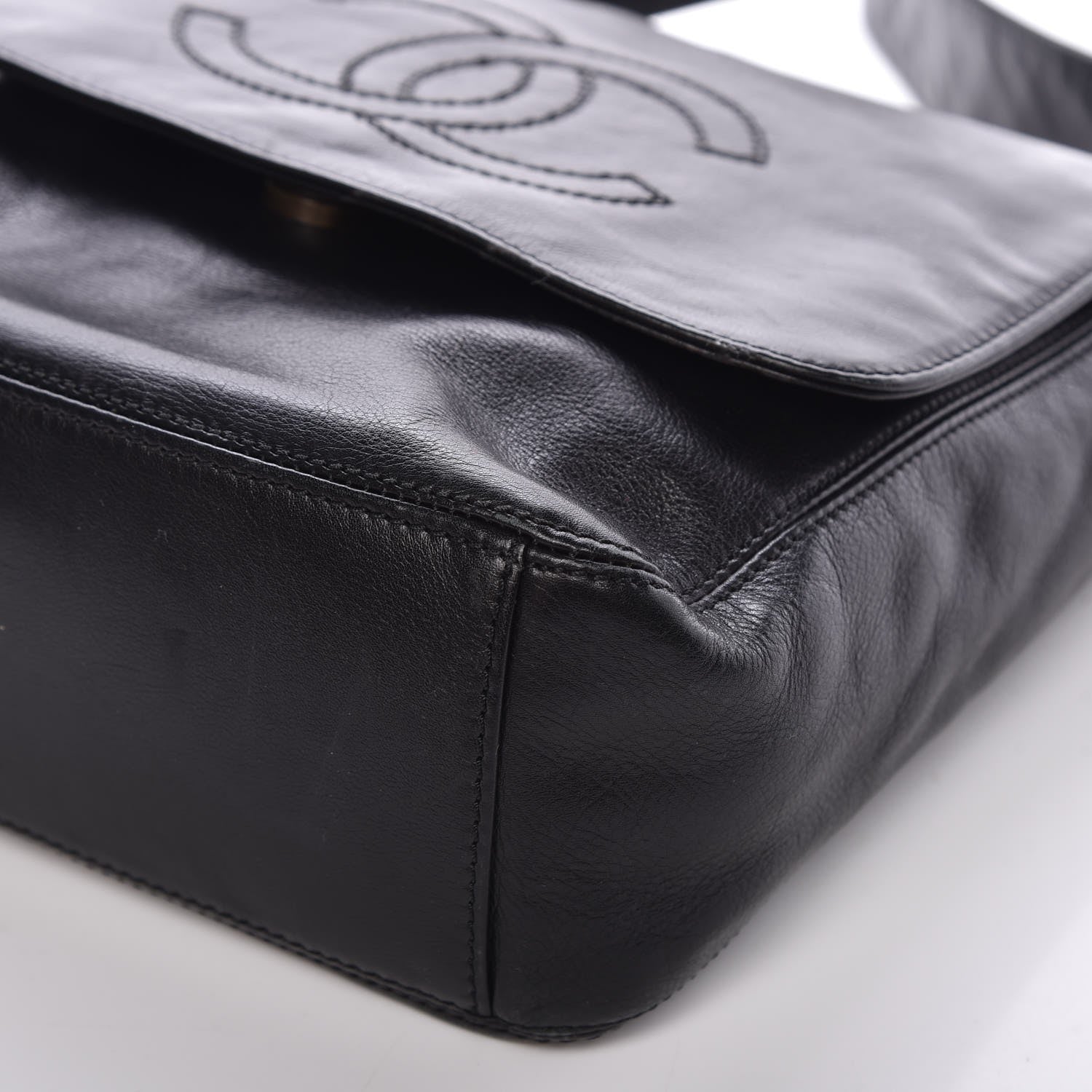Chanel Calfskin CC Flap Shoulder Bag Black 10 of 12