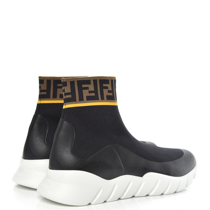 Fendi Jersey FF Mania Mens High Top Sock Sneakers 11 Black Tobacco Yema 4 of 8