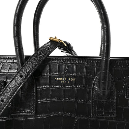 Saint Laurent Calfskin Crocodile Embossed Baby Sac De Jour Black 7 of 9