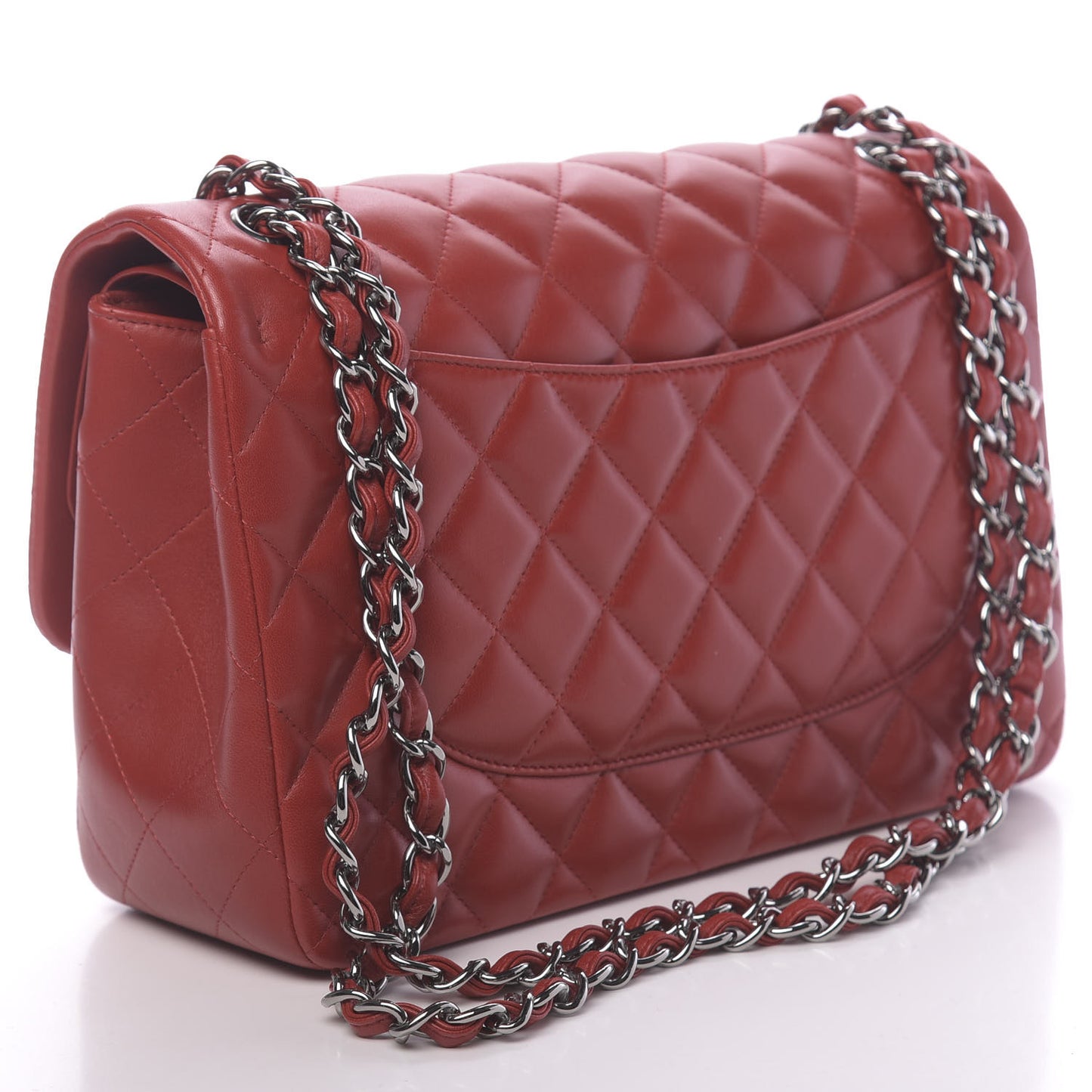 Lambskin Quilted Jumbo Double Flap Red