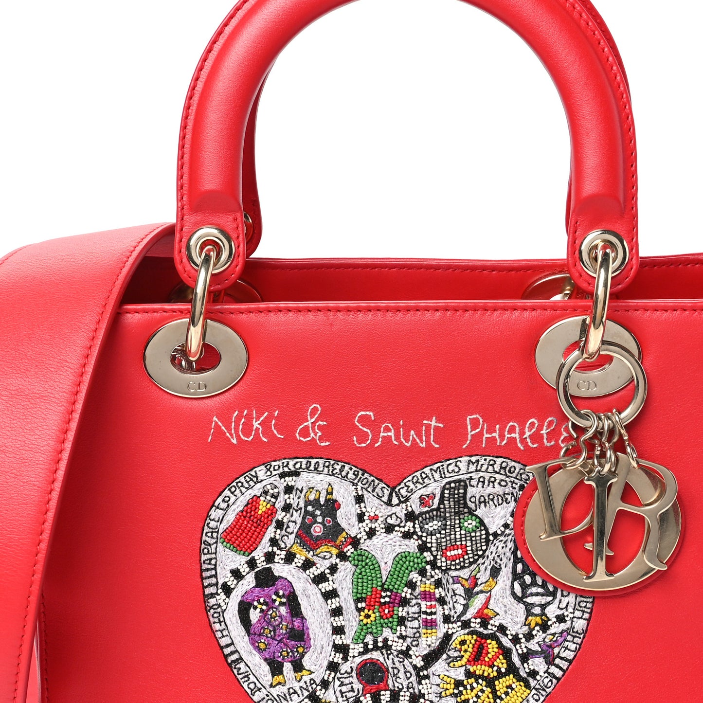 Calfskin Niki De Saint Phalle Medium Supple Lady Dior Red