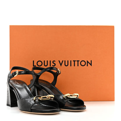 Louis Vuitton Metallic Crinkled Calfskin LV Edge Sandals 38.5 Black 9 of 9